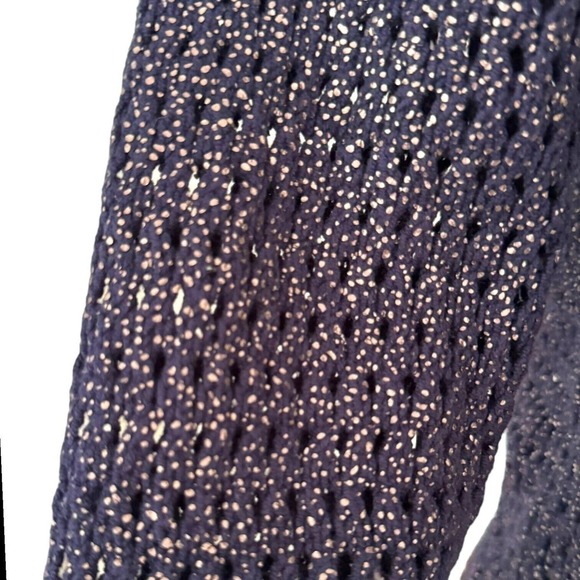 🍀Narcisco Rodriguez Pullover Sweater Blue Silver Open Knit Cotton Blend Small - Picture 5 of 10